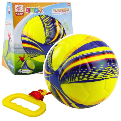 PIŁKA PIANKOWA NA SZNURKU ZE ŚCIĄGACZEM UCHWYT ŻÓŁTA 14CM