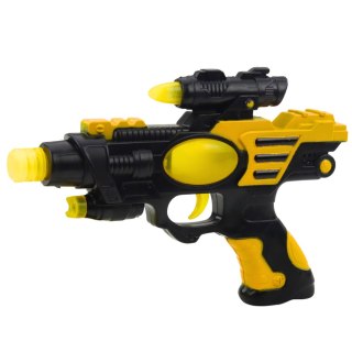 PISTOLET KOSMICZNY BROŃ CZARNO-ŻÓŁTY ŚWIATŁA DŹWIĘKI