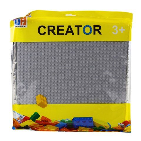 PŁYTA PLANSZA KONSTRUKCYJNA DO KLOCKÓW BUDOWANIA SZARA 25,5 X 25,5 CM