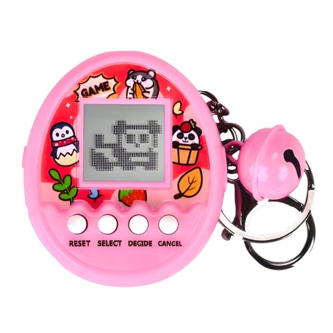 TAMAGOTCHI PET EGG GRA ELEKTRONICZNA 168W1 BRELOK Z DZWONECZKIEM RÓŻOWA