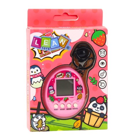 TAMAGOTCHI PET EGG GRA ELEKTRONICZNA 168W1 BRELOK Z DZWONECZKIEM RÓŻOWA