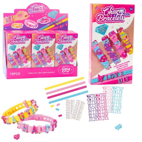 ZESTAW BRANSOLETEK DIY ZAWIESZKI LITERY 4 BRANSOLETKI REGULOWANE