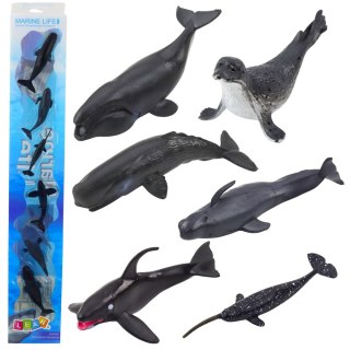 ZESTAW MINI FIGUREK ZWIERZĘTA MORSKIE SSAKI ORKA FOTKA DELFIN 6-8CM 6SZT