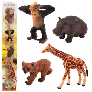 ZESTAW MINI FIGURKI DZIKIE ZWIERZĘTA SZYMPANS ŻYRAFA 6-9CM 4SZT