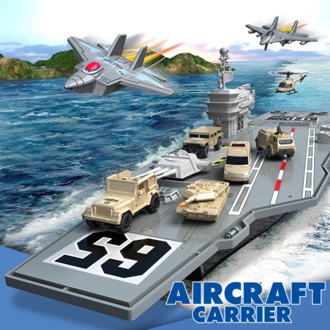 DUŻY LOTNISKOWIEC WOJSKOWY MYŚLIWCE CZOŁGI POJAZDY 70CM