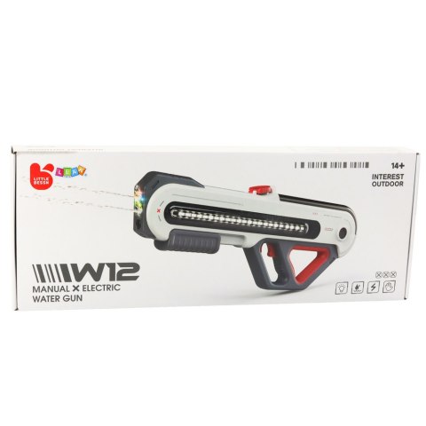 DUŻY PISTOLET KARABIN W12 ELEKTRYCZNY NA WODĘ LED SZARY 60CM