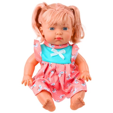 LALKA BOBAS W KOLOROWEJ SUKIENCE KUCYKI BUTELKA DŹWIĘK