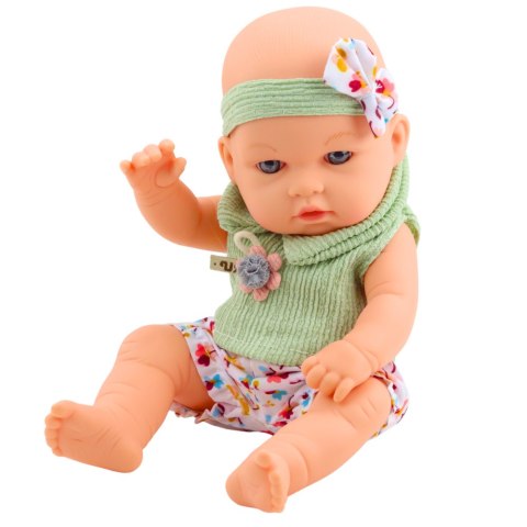 LALKA BOBAS ZIELONE UBRANKO W KWIATKI OPASKA Z KOKARDKĄ