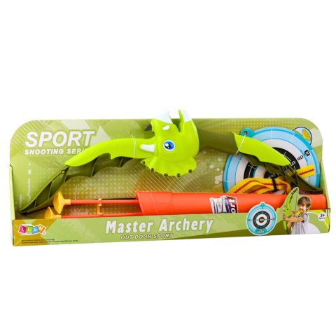 ŁUK STRZELECKI ZIELONY DINOZAUR STRZAŁY Z PRZYSSAWKAMI TARCZA