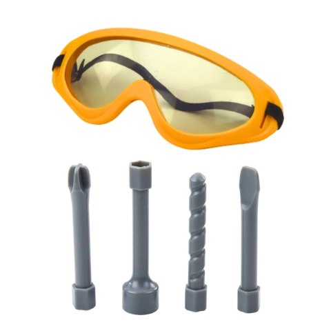 MŁOTOWIERTARKA UDAROWA DLA DZIECI 4 WYMIENNE KOŃCÓWKI OKULARY ŻÓŁTA