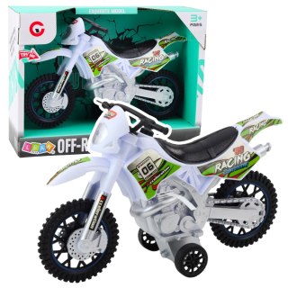 MOTOR CROSSOWY OFF-ROAD NAPĘD ŚWIATŁA DŹWIĘKI BIAŁY