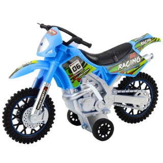 MOTOR CROSSOWY OFF-ROAD NAPĘD ŚWIATŁA DŹWIĘKI NIEBIESKI