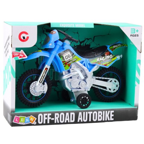 MOTOR CROSSOWY OFF-ROAD NAPĘD ŚWIATŁA DŹWIĘKI NIEBIESKI