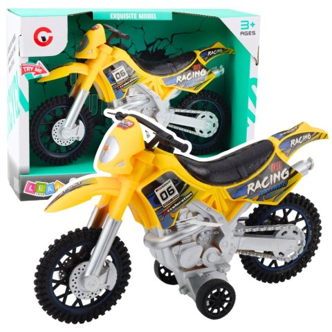 MOTOR CROSSOWY OFF-ROAD NAPĘD ŚWIATŁA DŹWIĘKI ŻÓŁTY