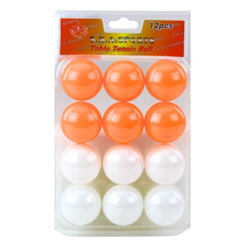 PIŁECZKI DO PING PONGA BIAŁY POMARAŃCZOWY SPORT 12SZT