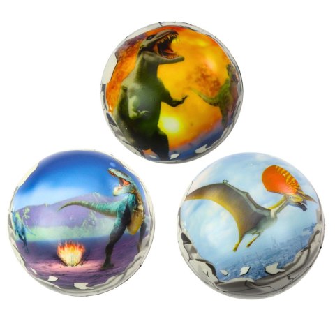 PIŁKA DO ODBIJANIA UGNIATANIA PIANKOWA PIŁECZKA DINOZAURY 10CM