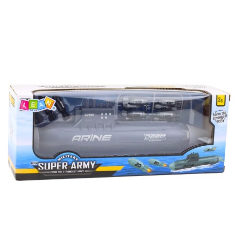 STATEK ŁÓDŹ PODWODNA STRZELAJĄCA TORPEDAMI NAPĘD CIEMNOSZARA 28CM