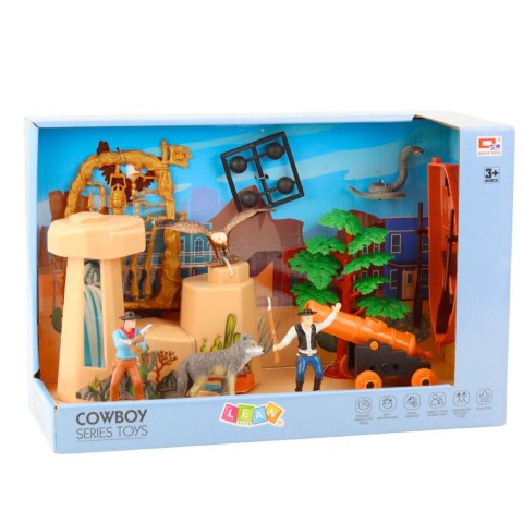 ZESTAW KOWBOJSKI FIGURKI DZIKI ZACHÓD KOWBOJ ŁÓDŹ ARMATA