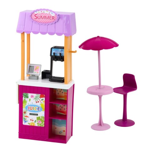 ZESTAW LALKA ANLILY NA PLAŻY BASEN PALMA STOISKO Z NAPOJAMI AKCESORIA