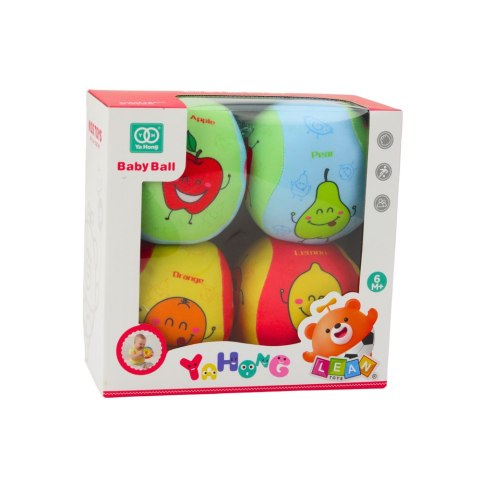 ZESTAW MIĘKKICH PIŁECZEK DLA MALUCHA OWOCE KOLOROWE 4SZT