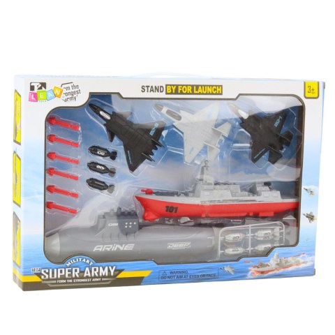 ZESTAW MILITARNY STATEK ŁÓDŹ PODWODNA MYŚLIWCE POCISKI