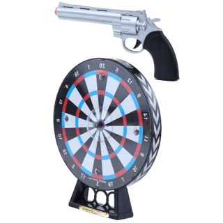 ZESTAW PISTOLET REWOLWER LASEROWY Z TARCZĄ GRA STRZELECKA ŚWIATŁA DŹWIĘKI