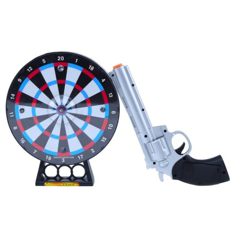 ZESTAW PISTOLET REWOLWER LASEROWY Z TARCZĄ GRA STRZELECKA ŚWIATŁA DŹWIĘKI