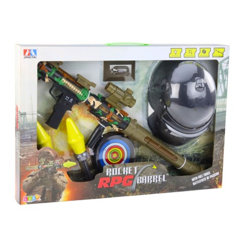 ZESTAW WOJSKOWY MILITARNY BAZOOKA RPG HEŁM TRACZA PIANKOWE POCISKI