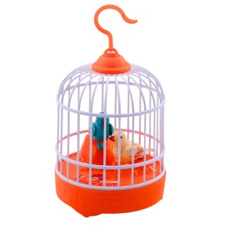 KLATKA Z PTASZKAMI NA BATERIE ŚWIATŁA DŹWIĘKI POMARAŃCZOWA