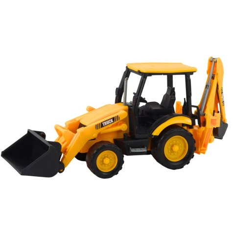 KOPARKA Z DWOMA ŁYŻKAMI RUCHOMY POJAZD BUDOWLANY ŻÓŁTA