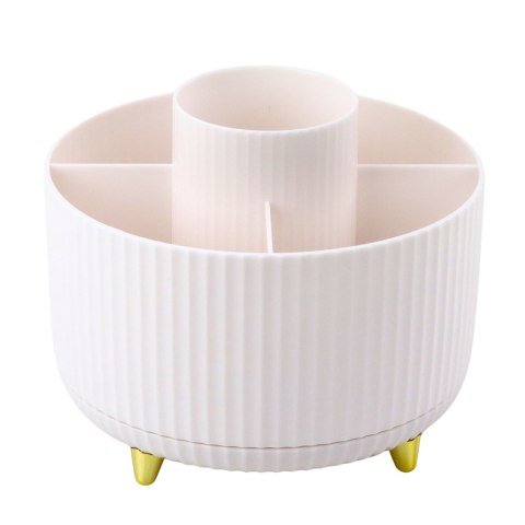 ORGANIZER NA PĘDZLE KOSMETYKI OBROTOWY 360° 5 PRZEGRÓD BIAŁY