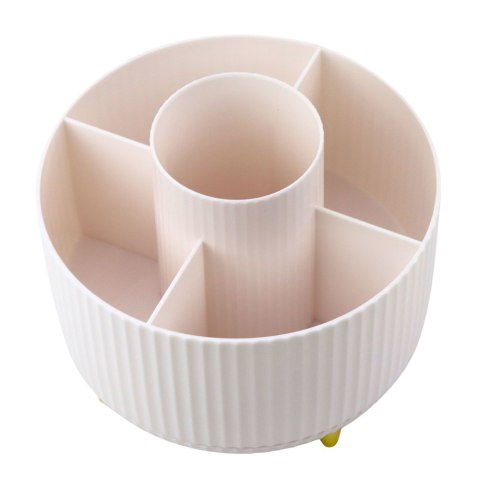 ORGANIZER NA PĘDZLE KOSMETYKI OBROTOWY 360° 5 PRZEGRÓD BIAŁY