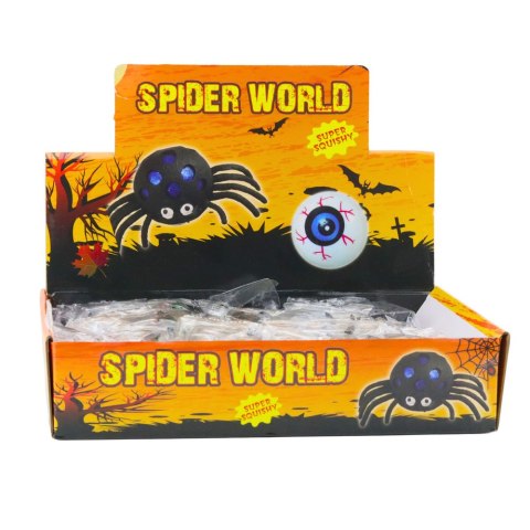 PAJĄK GNIOTEK ANTYSTRESOWY SENSORYCZNY Z KULKAMI ŻELOWYMI CZARNY