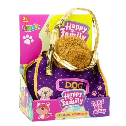 PIESEK W TOREBCE PLUSZOWY MASKOTKA PRZYTULANKA JASNOBRĄZOWY