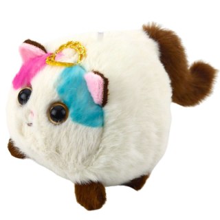 PLUSZOWY KOTEK MASKOTKA Z KRĘCĄCYM OGONKIEM BRĄZOWO-BIAŁY