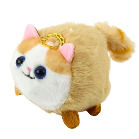 PLUSZOWY KOTEK MASKOTKA Z KRĘCĄCYM OGONKIEM BRĄZOWO-BIAŁY