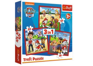 PUZZLE - 3W1 (20, 36, 50) - WESOŁE PIESKI - PSI PATROL - TREFL 34867