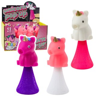 SKACZĄCY JEDNOROŻEC NA SPRĘŻYNIE POP UP BIAŁY RÓŻOWY 10CM MIX