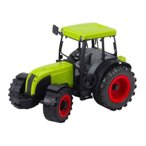 TRAKTOR ROLNICZY FARMERSKI Z PRZYCZEPĄ DO DREWNA KŁODY ZIELONY 47CM