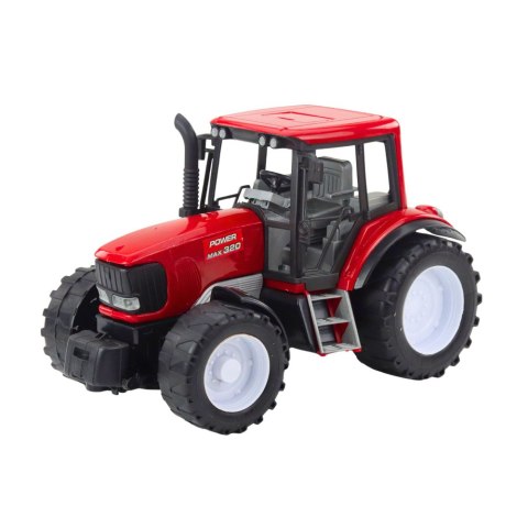 TRAKTOR ROLNICZY FARMERSKI Z ZIELONĄ PRZYCZEPĄ I SIANEM CZERWONY 62CM