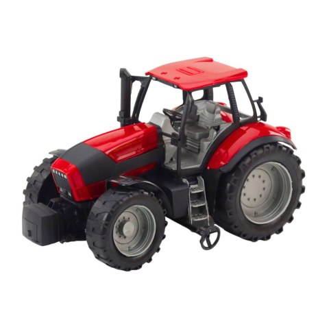 TRAKTOR ROLNICZY FARMERSKI Z ŻÓŁTĄ PRZYCZEPĄ CZERWONY 46CM