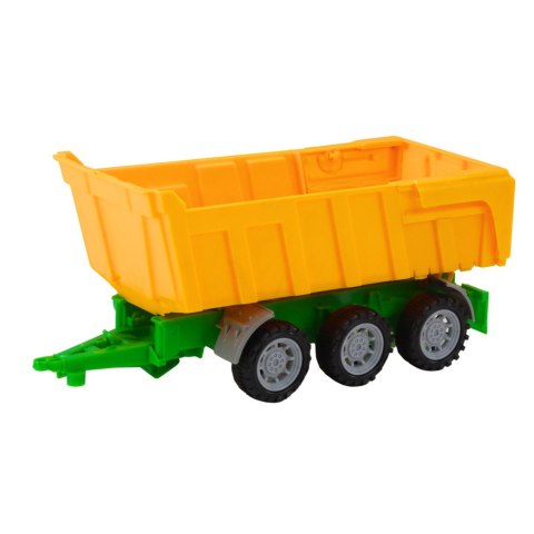 TRAKTOR ROLNICZY FARMERSKI Z ŻÓŁTĄ PRZYCZEPĄ CZERWONY 46CM