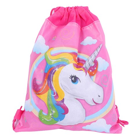 WOREK SZKOLNY NA BUTY STRÓJ GIMNASTYCZNY JEDNOROŻEC RÓŻOWY 35X27 CM