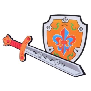 ZESTAW RYCERSKI TARCZA MIECZ PIANKOWE GODŁO LILIA 2EL