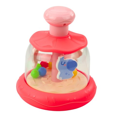 BĄCZEK KARUZELA Z KULECZKAMI I ZWIERZĘTAMI HIPOPOTAM LEW MAŁPKA RÓŻOWA