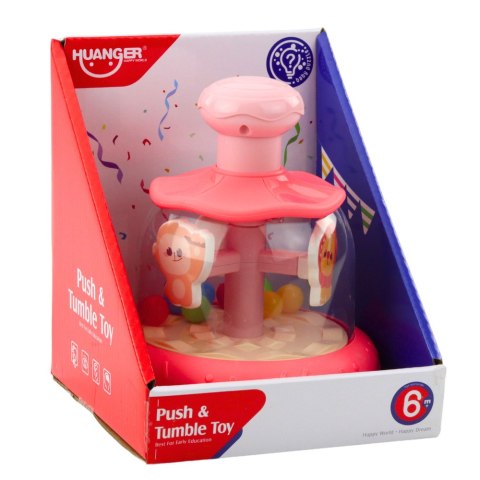 BĄCZEK KARUZELA Z KULECZKAMI I ZWIERZĘTAMI HIPOPOTAM LEW MAŁPKA RÓŻOWA