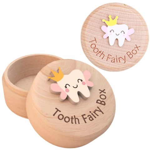 DREWNIANE PUDEŁKO NA ZĘBY MLECZNE DLA DZIECI Z GRAWEREM TOOTH FAIRY BOX