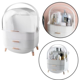 ORGANIZER NA KOSMETYKI OTWIERANA PORYWA TRANSPARENTNA DWIE SZUFLADY BIAŁY