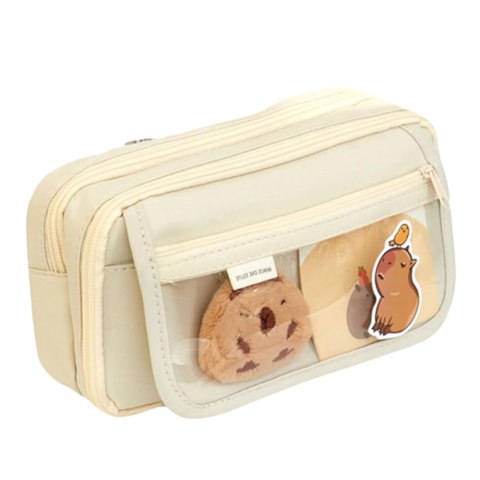 PIÓRNIK SZKOLNY DWUKOMOROWY Z KIESZONKAMI AKCESORIA KAPIBARA 21X12 CM