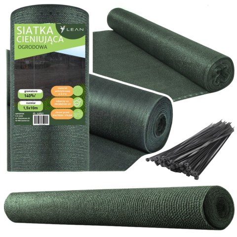 SIATKA CIENIUJĄCA NA OGRODZENIE PŁOT MASKUJĄCA ZIELONA 1.5M 10M 140G/M²
